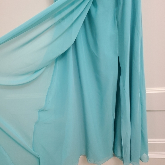 NEW AZAZIE Millie Spa Teal Chiffon Bridesmaid Dress Size A8 NWT - Picture 5 of 11